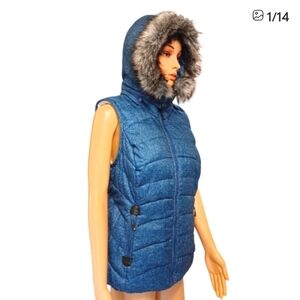 Green Tea Dark Blue Winter Vest Size Medium